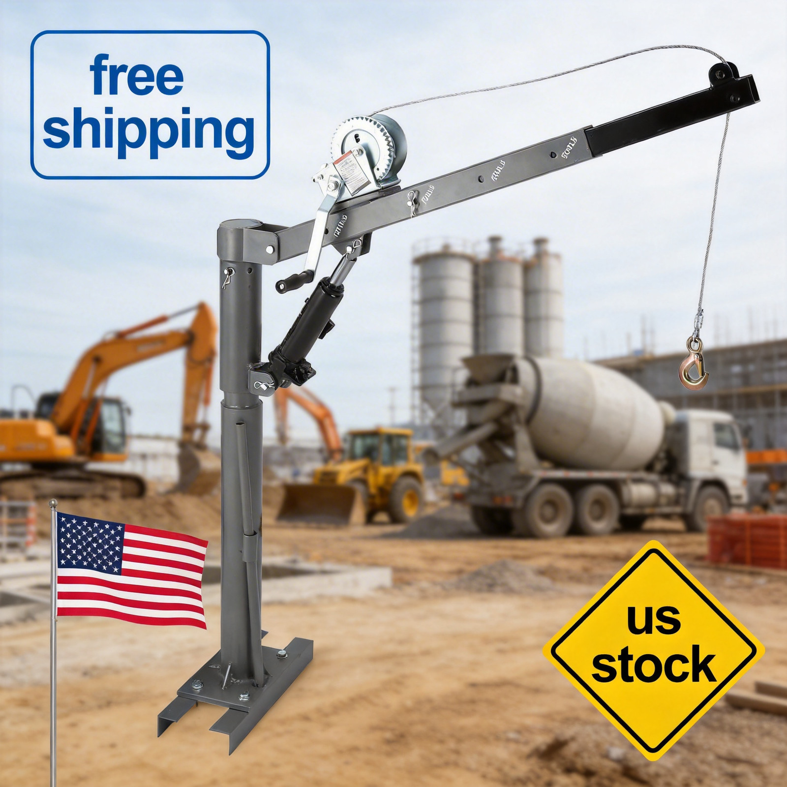 Pickup Truck Crane Hoist with 1000 lbs Capacity, Hydraulic for Lifting Goods