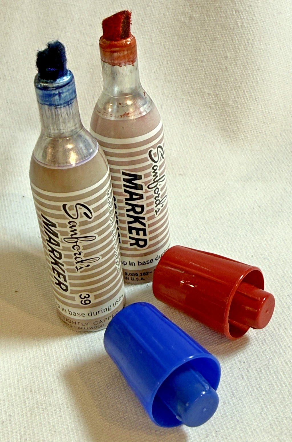 PAIR of Vintage Sanford’s Compact Permanent Marker Red and Blue, Made In USA