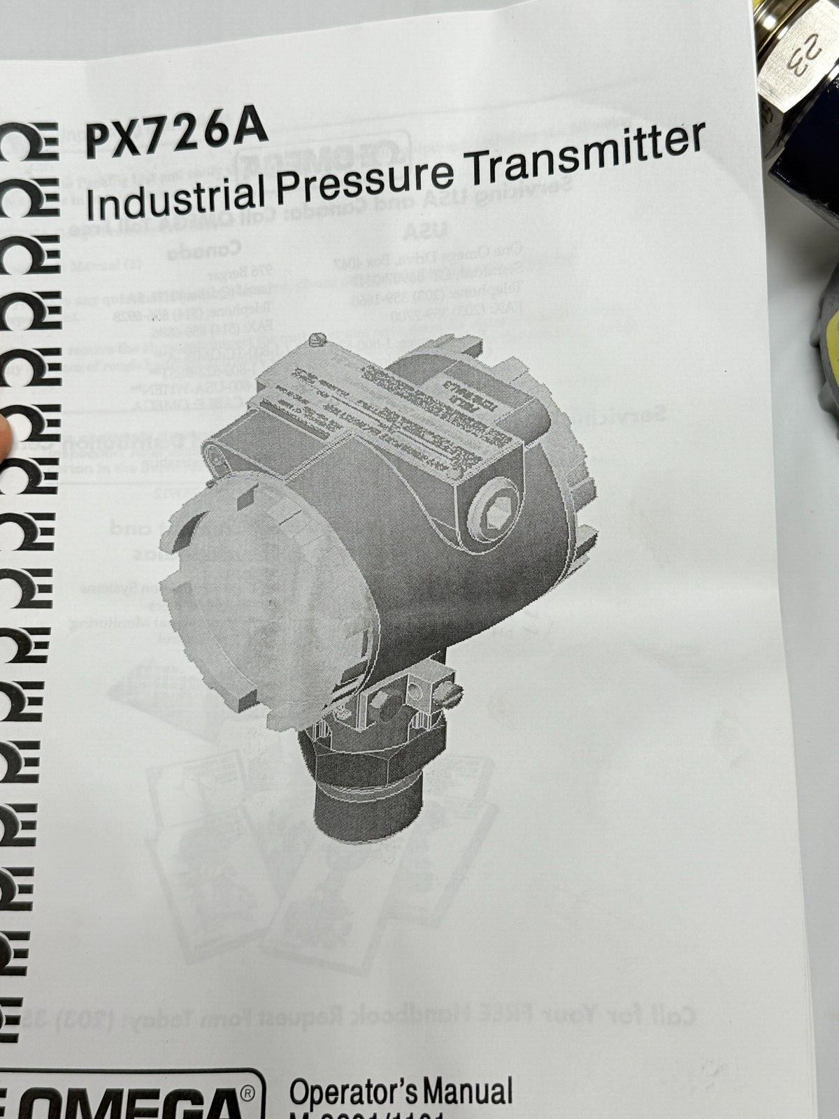 Omega Engineering PX726A-300GI Pressure Transmitter 0-50 to 0-300 psig 900 psi