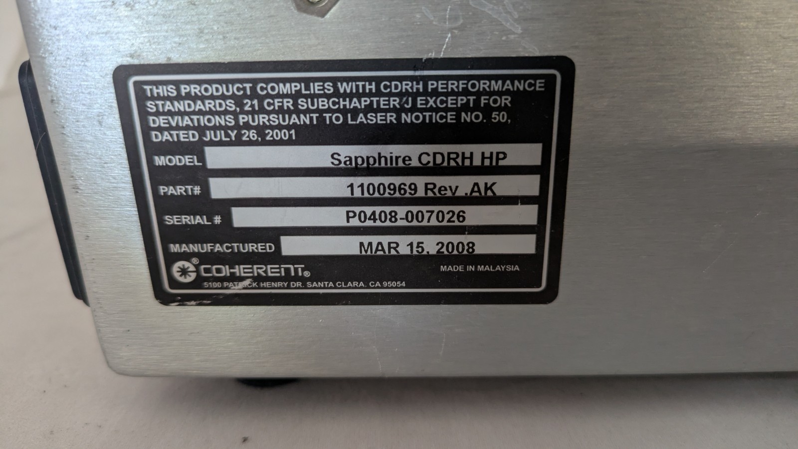 Coherent Sapphire 488-200 CDRH Laser System w/ Controller, Cables & Key – Power