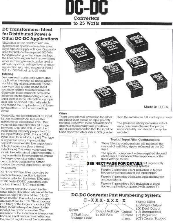 Endicott Research Group ERG – E505-.4050U – DC/DC Converter. 5V to 40VDC 50mA