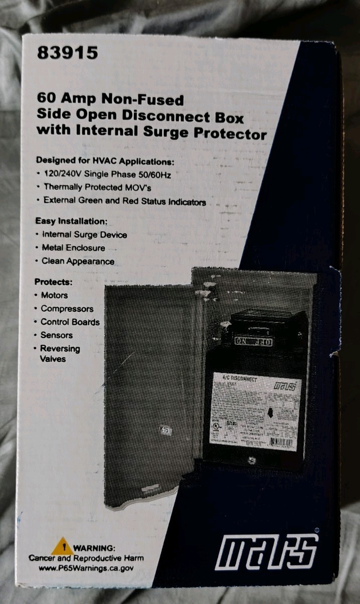 Mars 83915 Non-Fused Disconnect with Surge Protector 60A – 240V Open