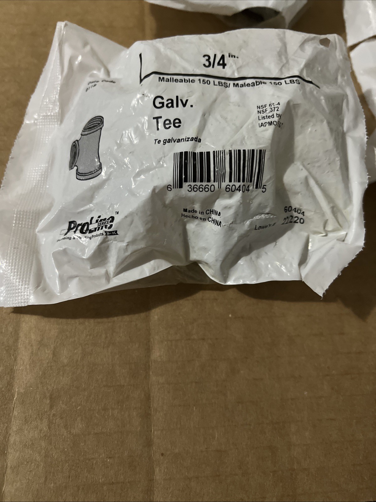 PRO LINE 3/4” Galvanized Tee #22220