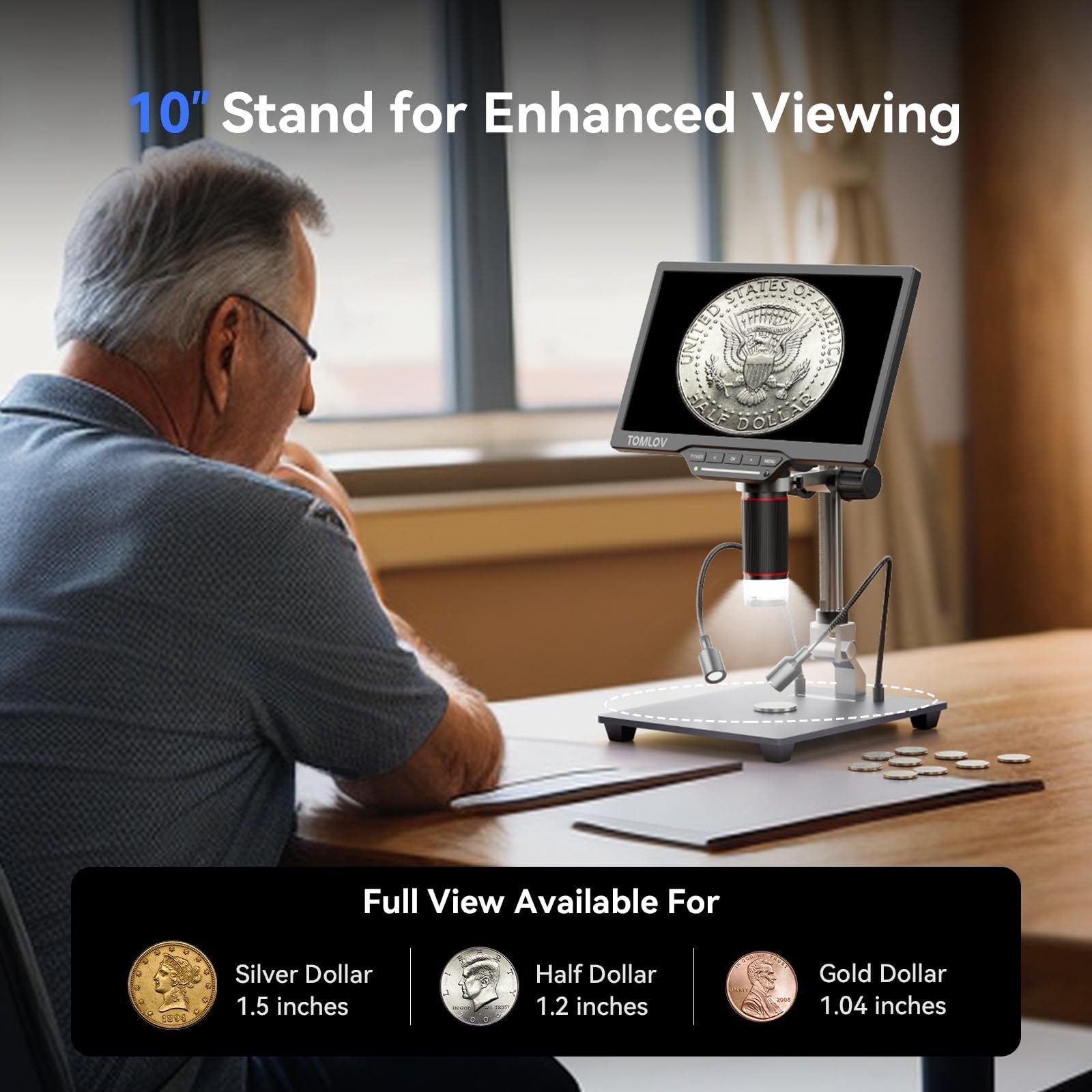 DM202 3K Digital Microscope: 10.1″ HDMI LCD Microscope, 38MP Coin Microscopes…
