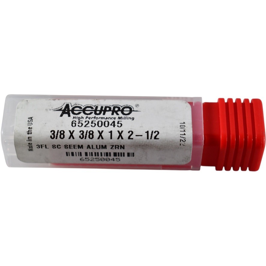 NEW Accupro 65250045 Carbide Square End Mill 3/8 3 Flute ZrN Coating Aluminum
