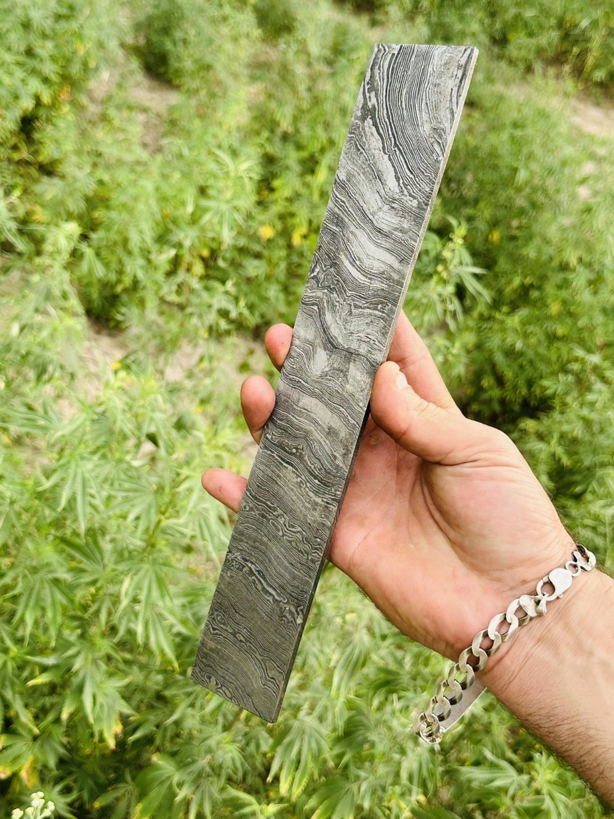 7 MM Hand Forged DAMASCUS STEEL PLATE 12”x 2” Flat Bar Billet Bar