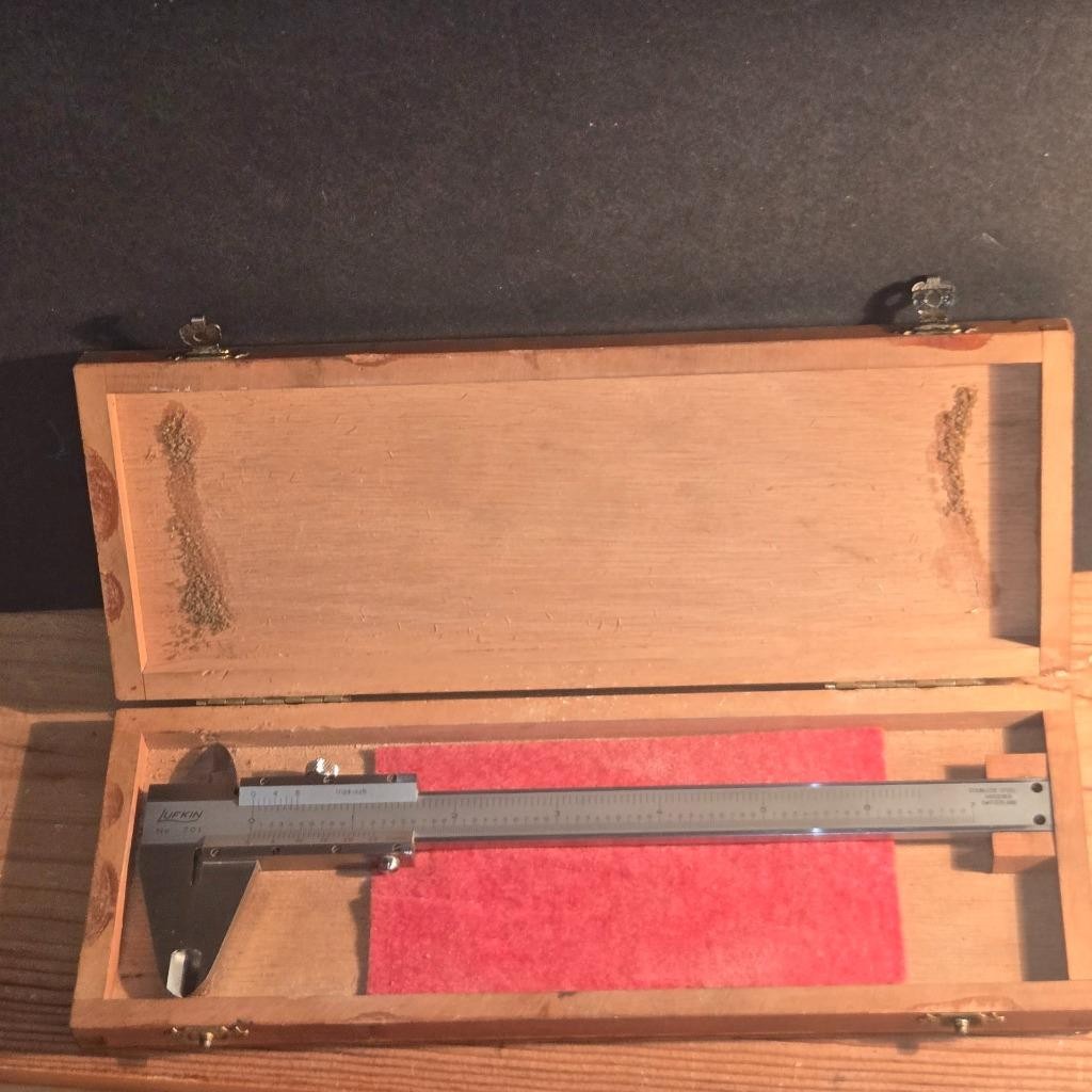 SHARP VTG LUFKIN NO, 701 VERNIER CALIPER IN ORIGINAL WOOD BOX SWITZERLAND