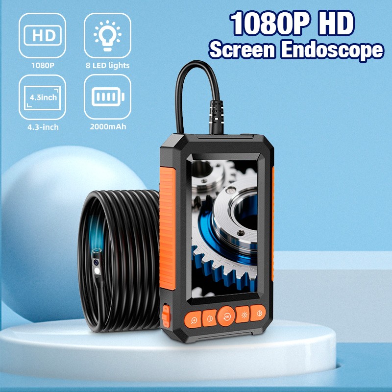 IP67 Rated Dual Lens Snake Inspection Camera 10M Cord Built-in LCD Screen