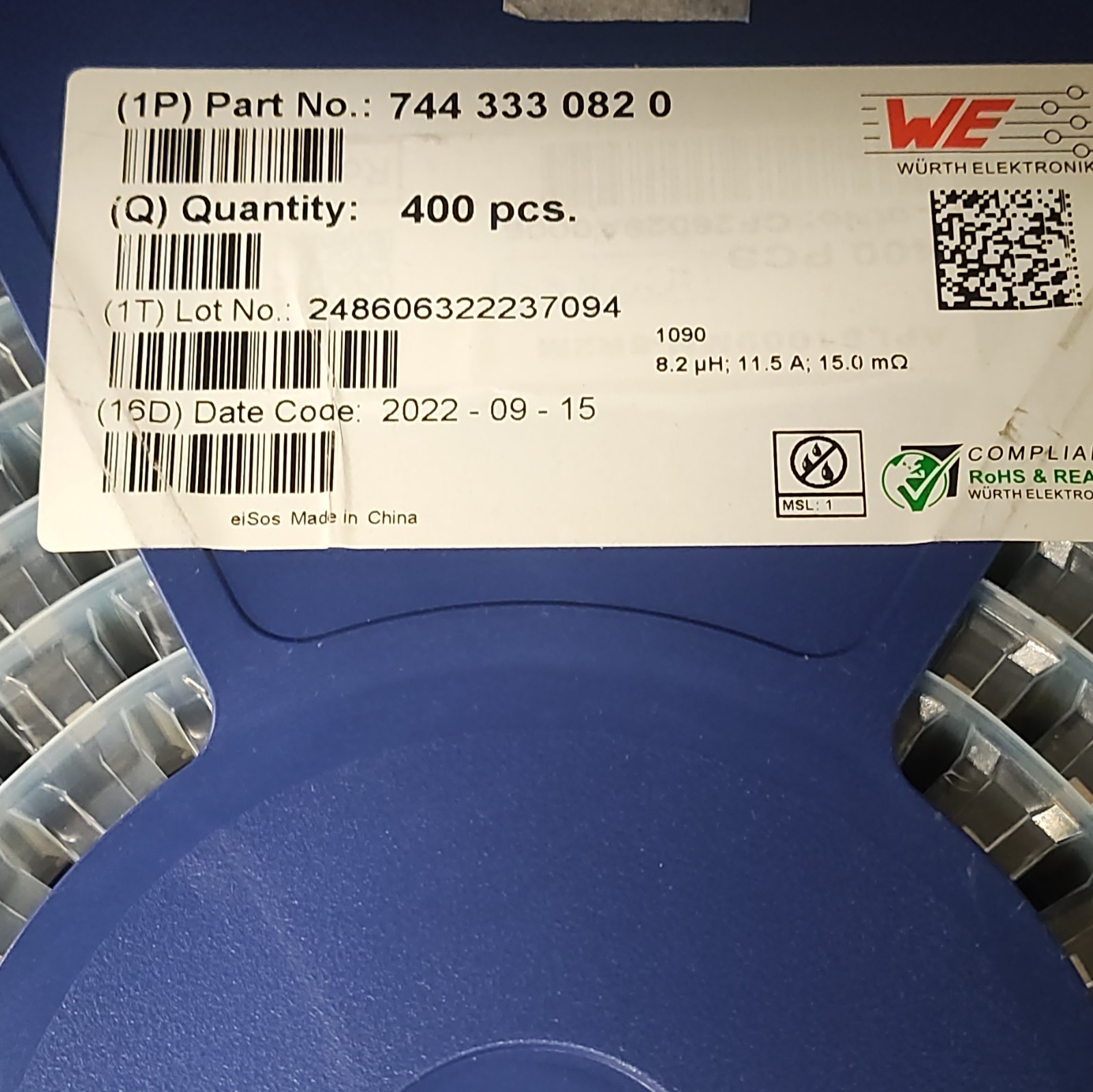 Würth Elektronik WE 7443330820 8.2µH 11.5A 15mΩ SMD Inductor T&R Qty 400