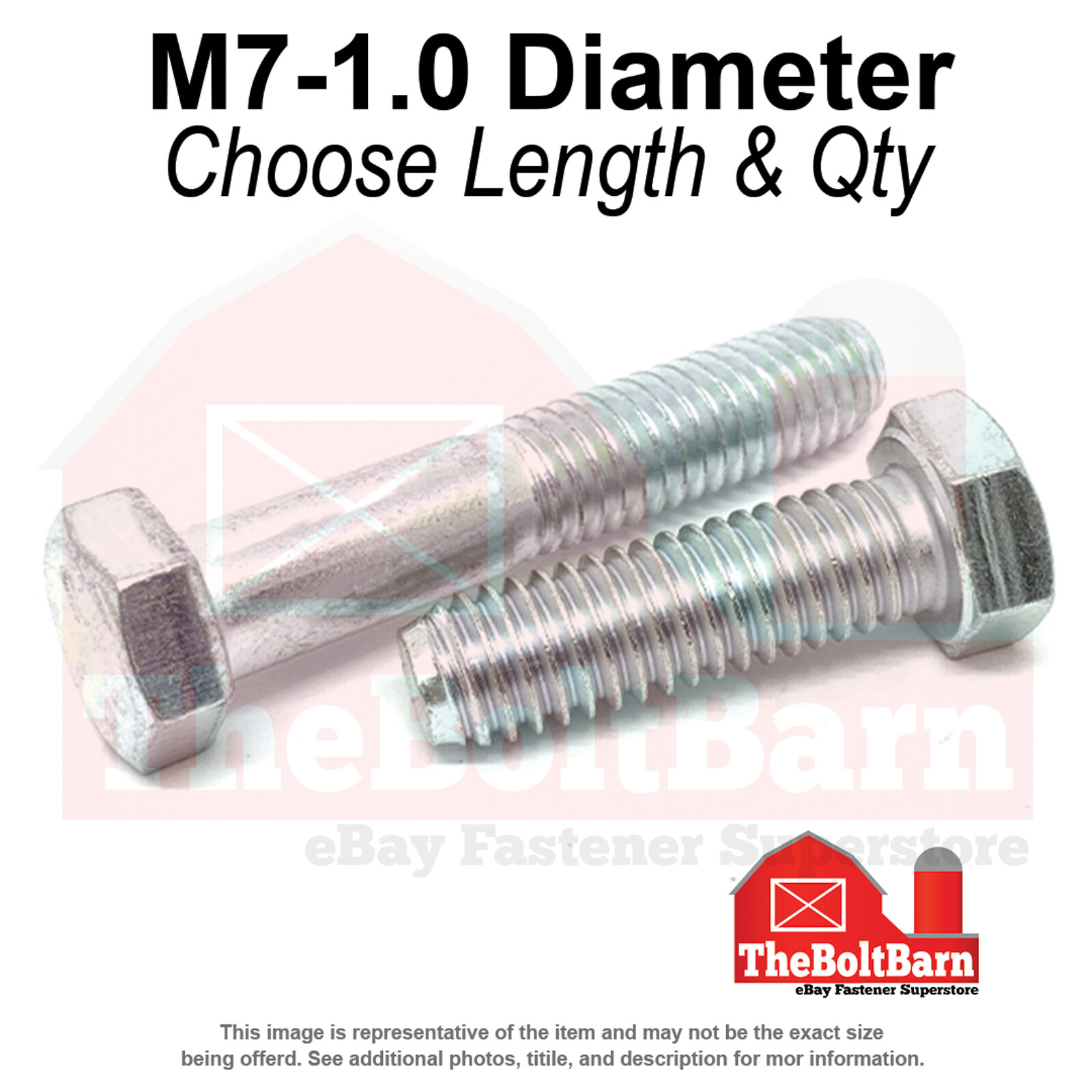 M7-1.0 Metric Class 8.8 Coarse Hex Cap Screws Zinc Clear (Choose Length & Qty)