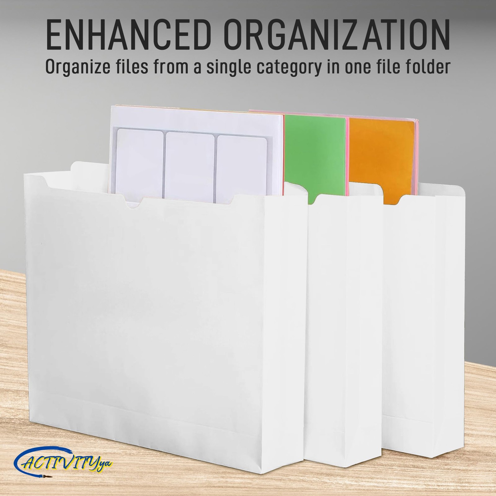 6 PCS White File Jackets Reinforced StraightCut Tab Fits 2 Inch Expansion