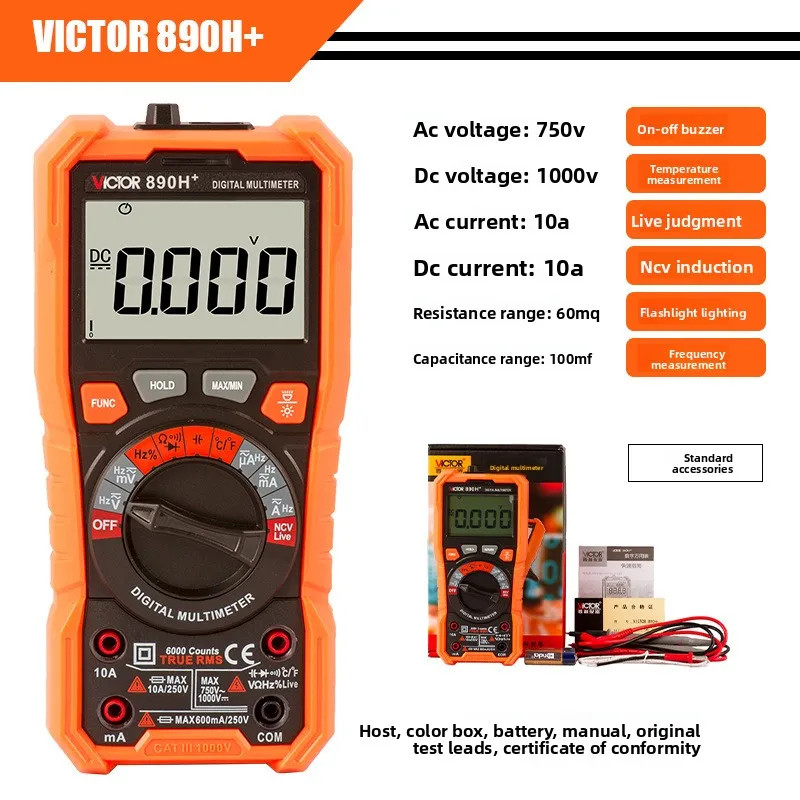 Digital Multimeter Auto Range AC DC Voltage Tester High Precision Multi Meter
