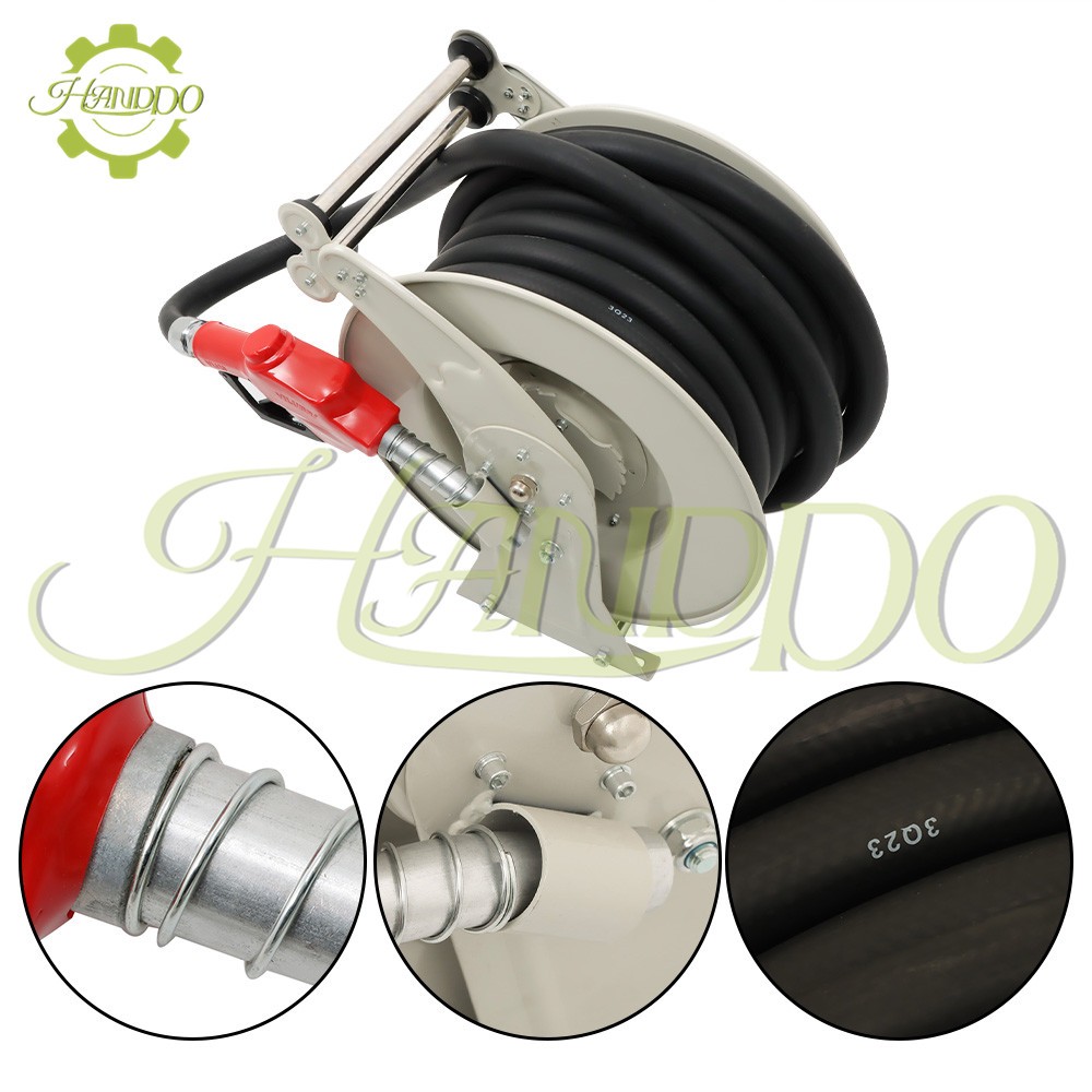 1″ × 50FT Diesel Hose Reel Fuel Hose Reel with Fueling Nozzle Retractable 300PSI