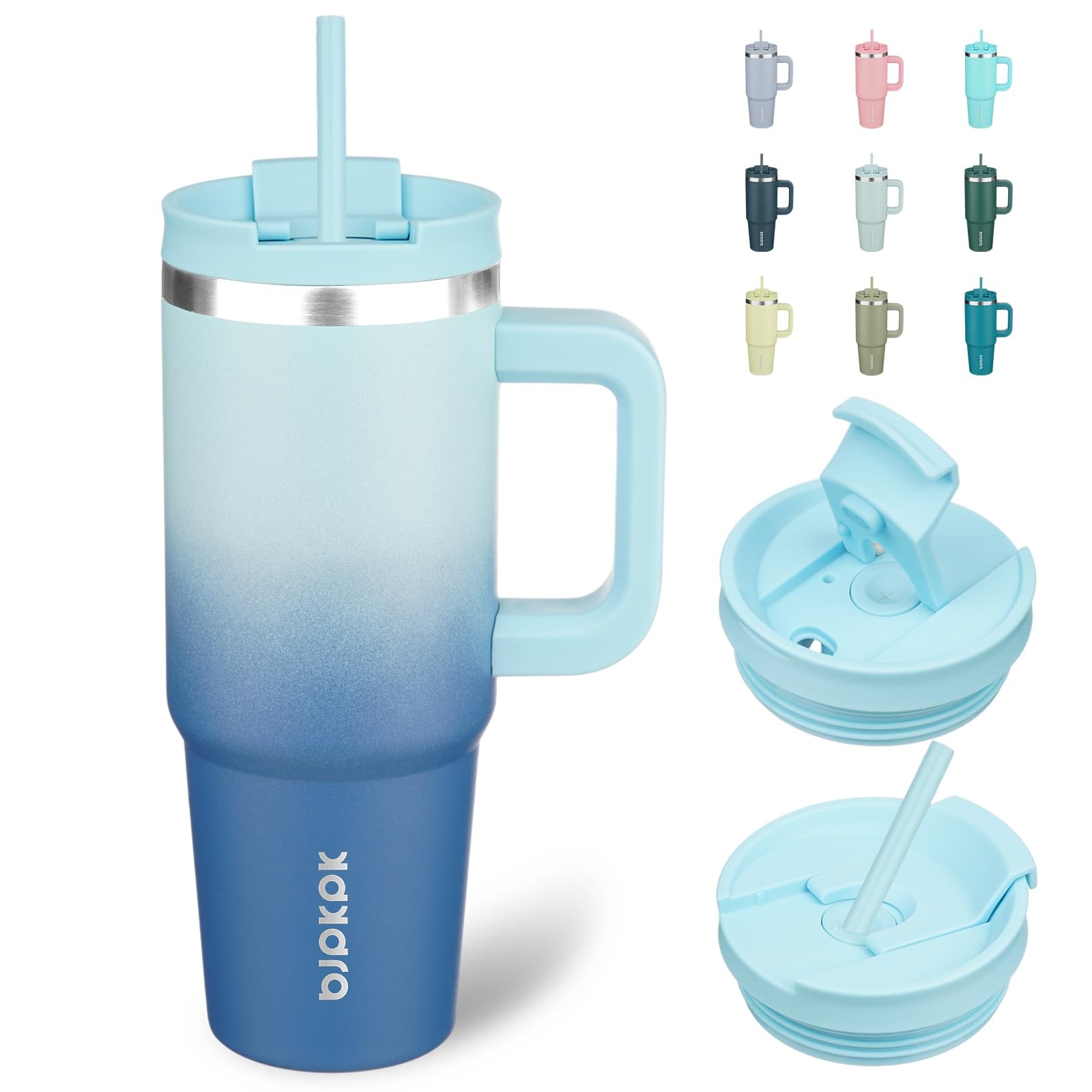 BJPKPK Tumbler With Handle 30 oz Stainless Steel Insulated 30 Ounces, Sky