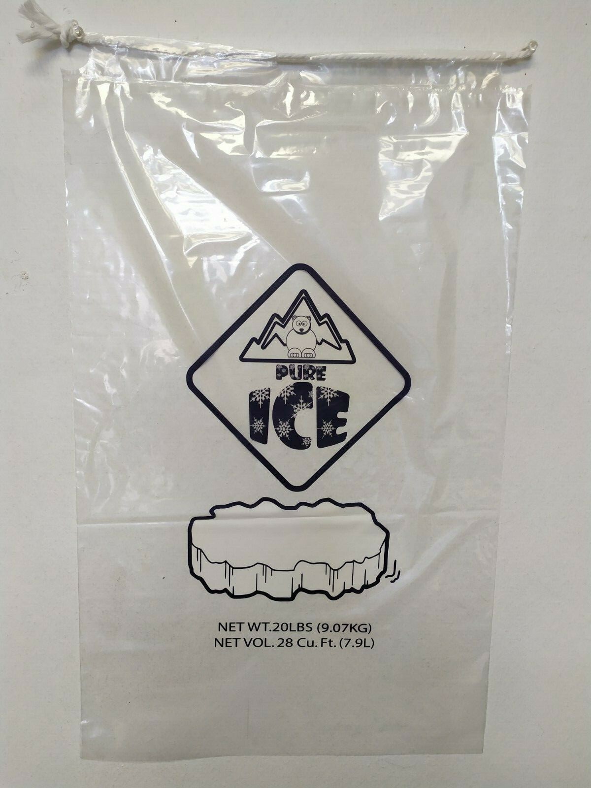 20 LB LBS Commercial Ice Bags Bag w/ Drawstring 5/10/25/35/50/100/…300/400/500