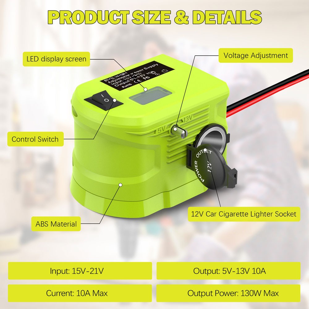 18V to 12V Step Down Converter Adapter for Ryobi 18V Battery Voltage Converter
