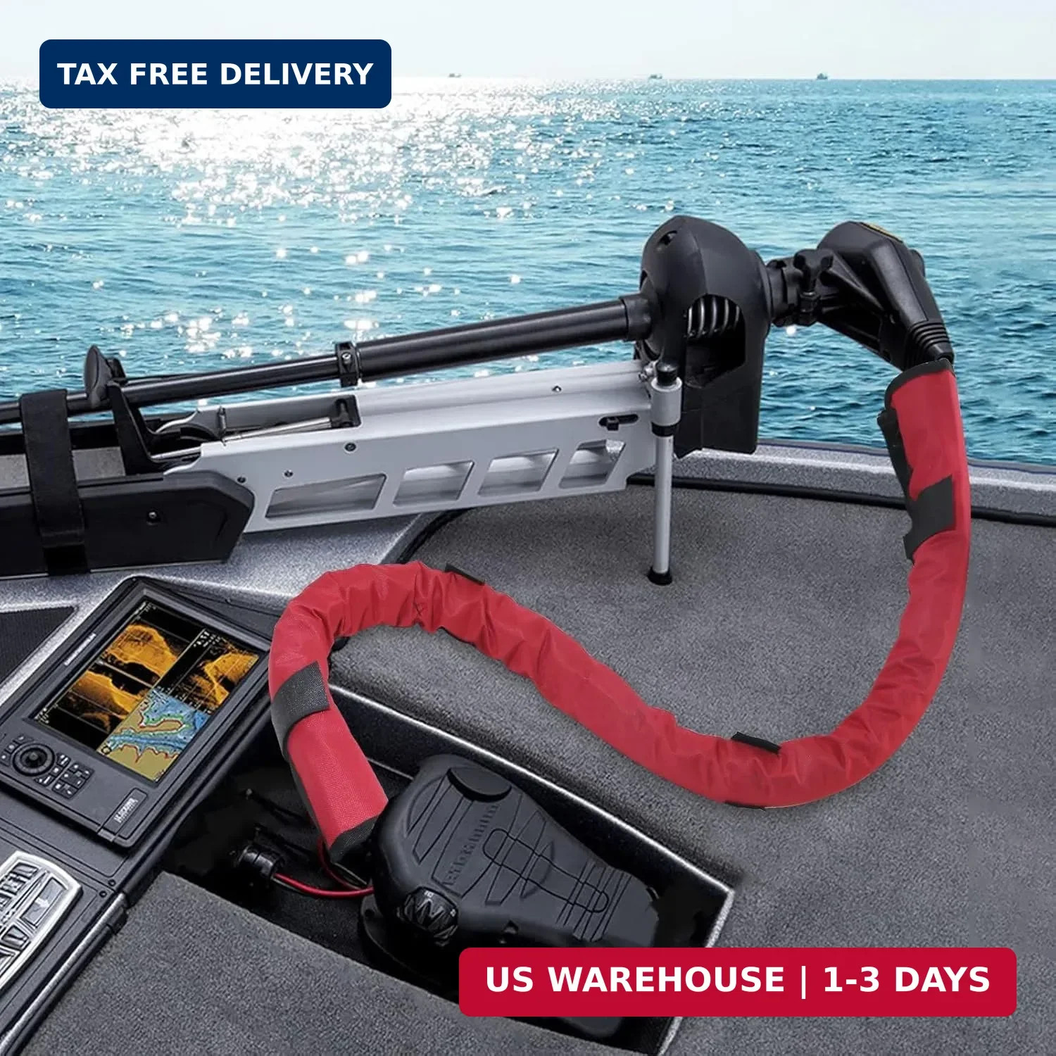 48Inch Trolling Motor Cable Sleeve | Red Trolling Motor Sleeve Weatherproof Rigg