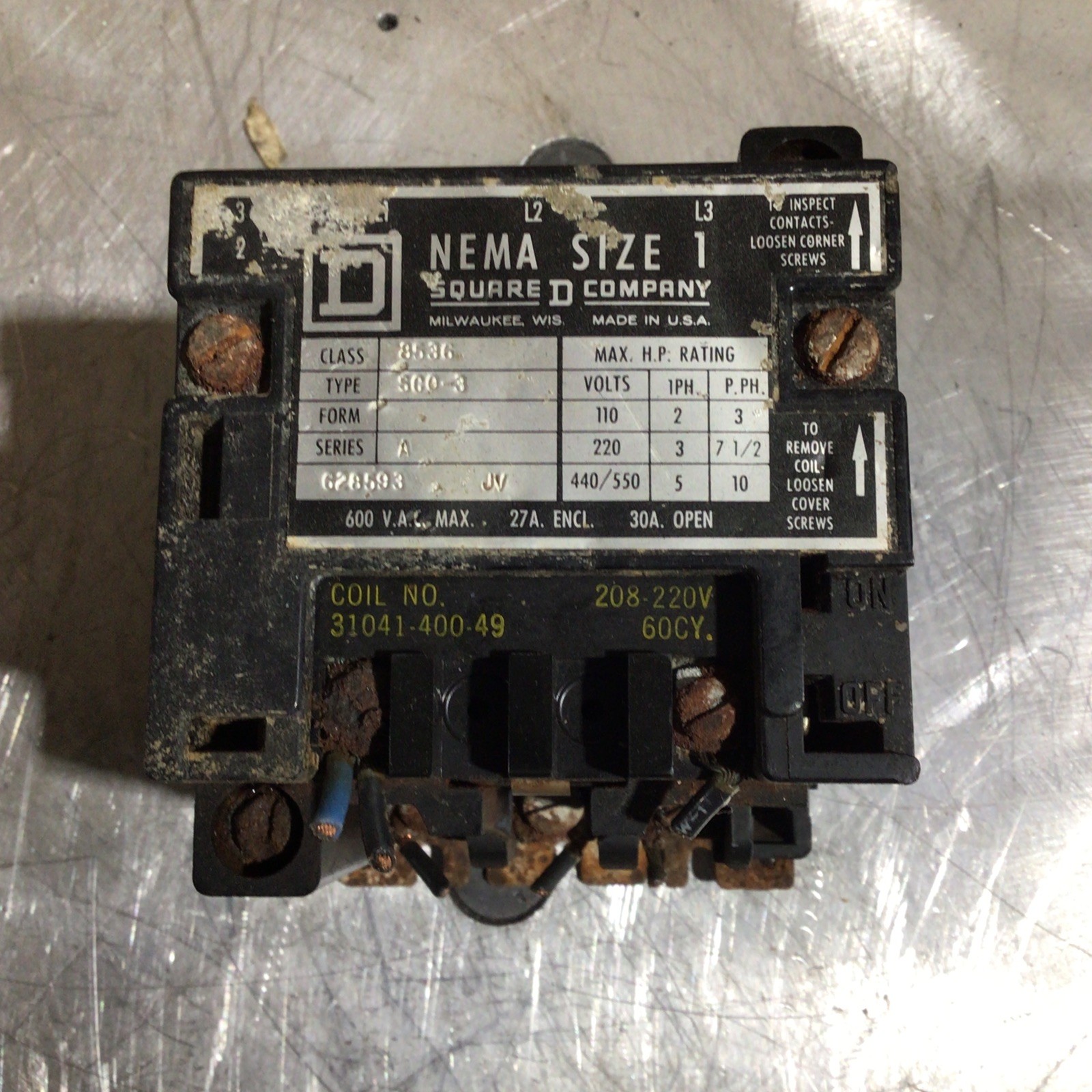 Square D 8536 SCO-3 Motor Series A
