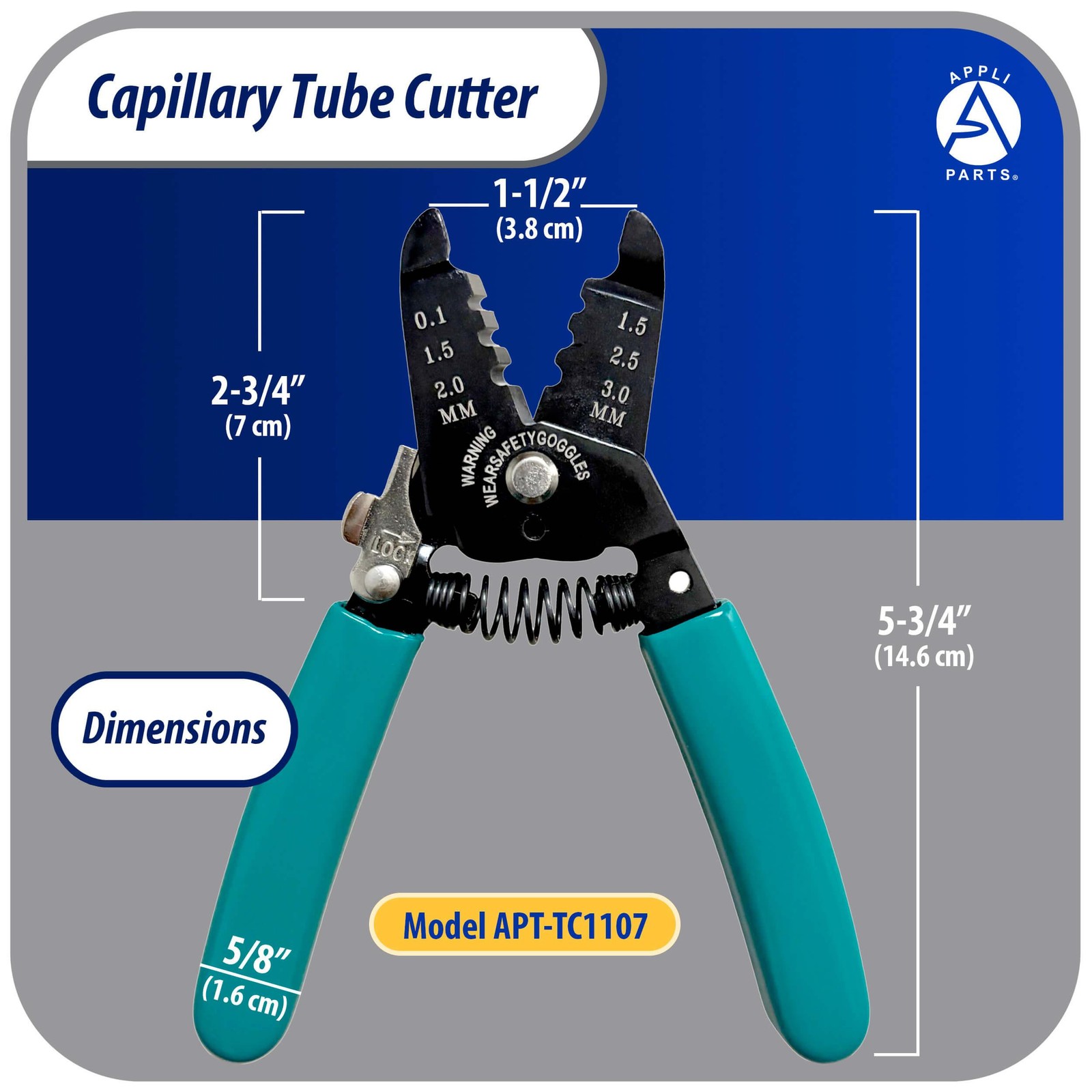 Appli Parts APT-TC1107 Capillary Tube Cutter for Copper up to 1/8 in 3 mm, Profe