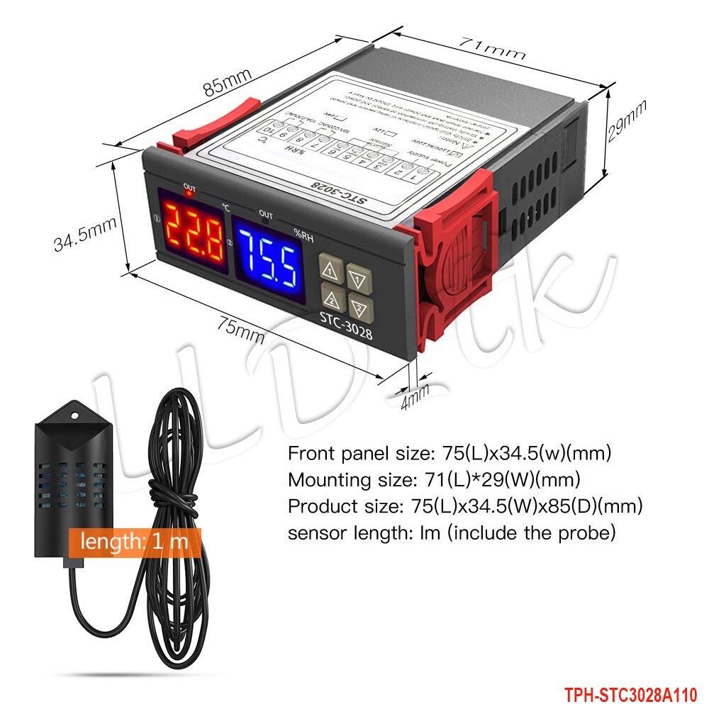 Digital Temperature Humidity Controller Switch Thermostat STC-3028 AC110-220V