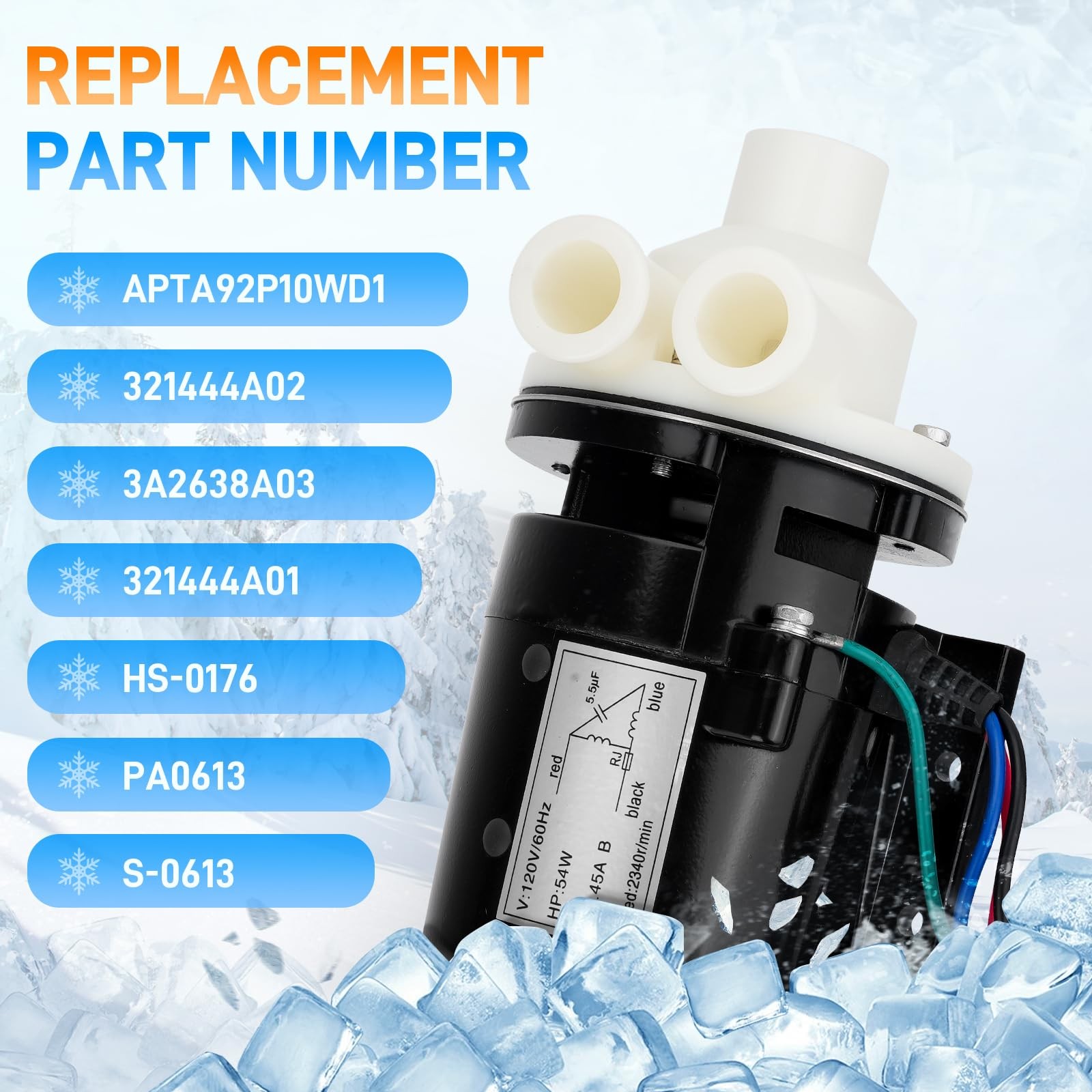 Water Pump Motor Assembly For Hoshizaki Ice Machine KM-450 KM-900 APTA92P10WD1