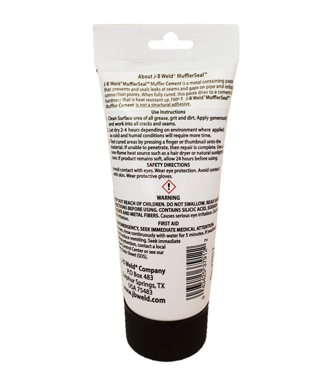 J-B Weld MufflerSeal Muffler Cement Plastic Tube 12 oz., 12 OUNCES, Dark Gray