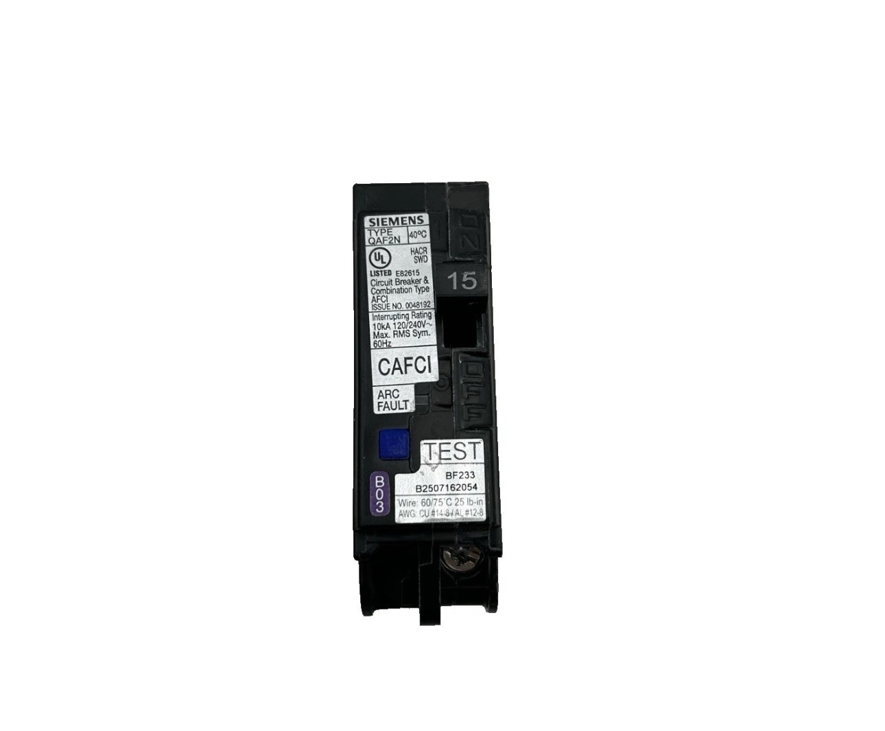 New Siemens QA115AFCN Circuit Breaker AFCI 15A 1-Pole 120/240V