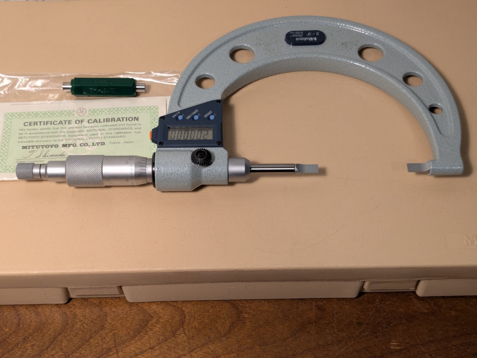 MITUTOYO 2-3 Inch DIGITAL Blade MICROMETER NO 422-313-30 w/ CASE & STANDARD