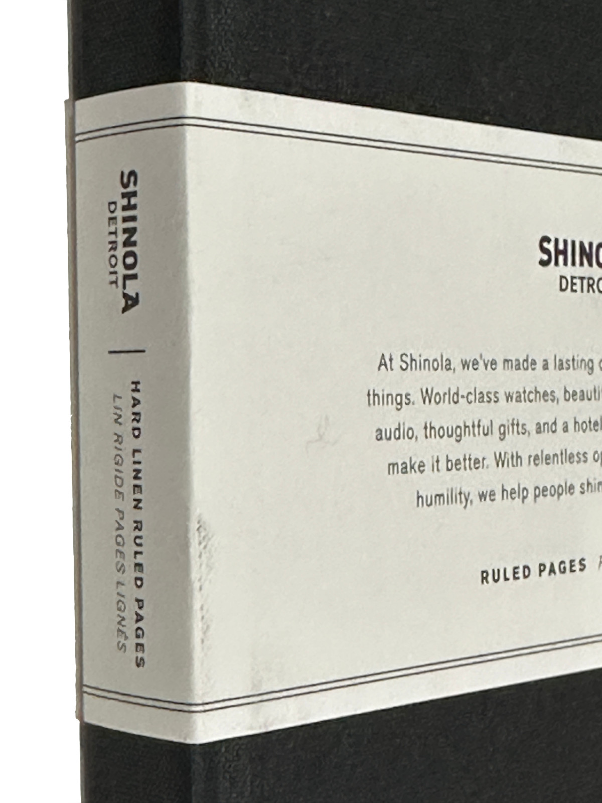 Shinola Detroit Axonius Branded Logo Black Ruled Medium Hard Linen Journal NEW