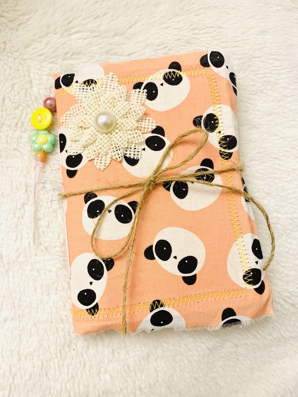 Panda Journal, Panda Notebook, Handmade Panda Softcover Journal, Junk Journal