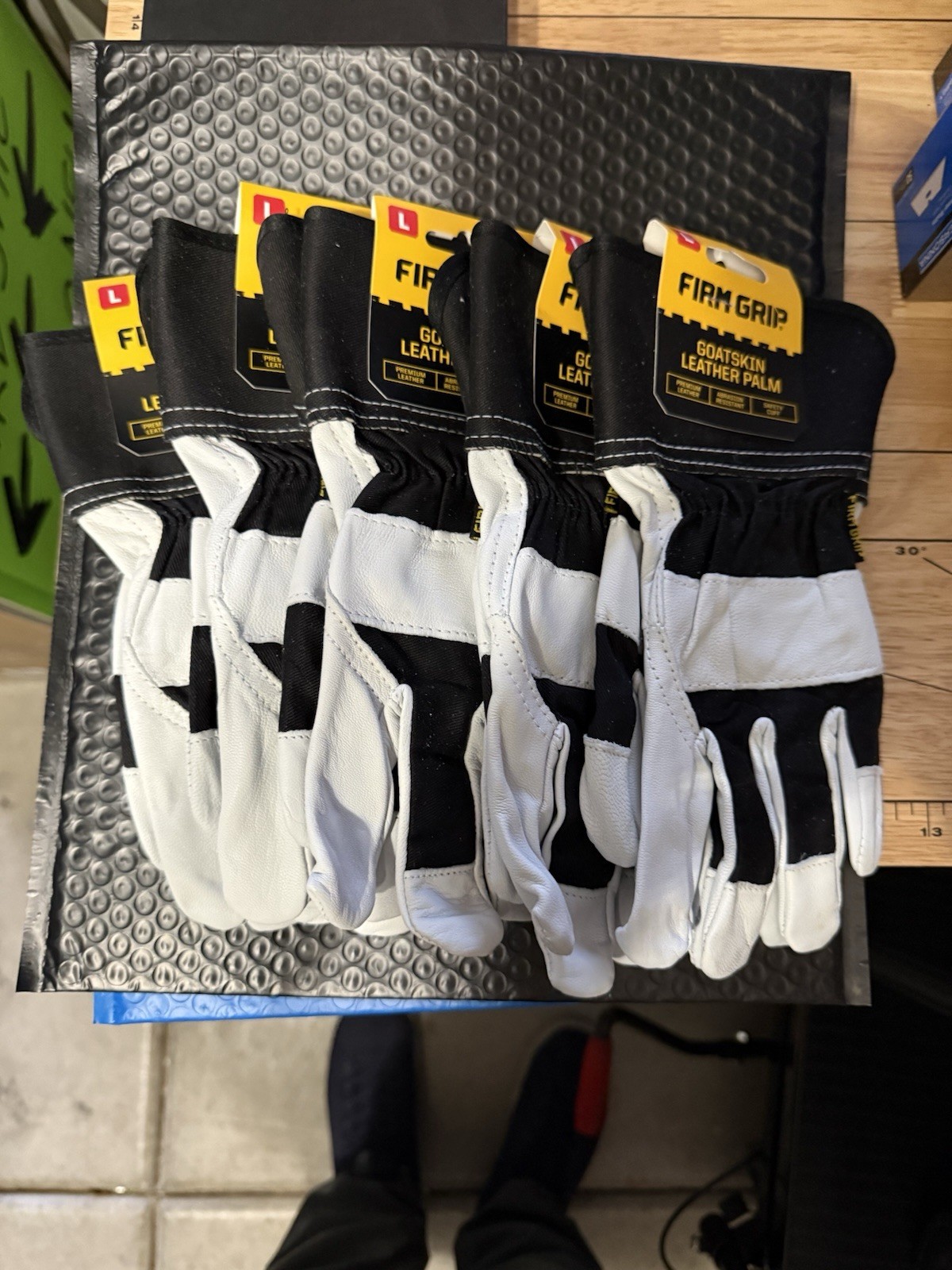 FIRM GRIP Large Goatskin Leather Work Gloves – 5 Pair