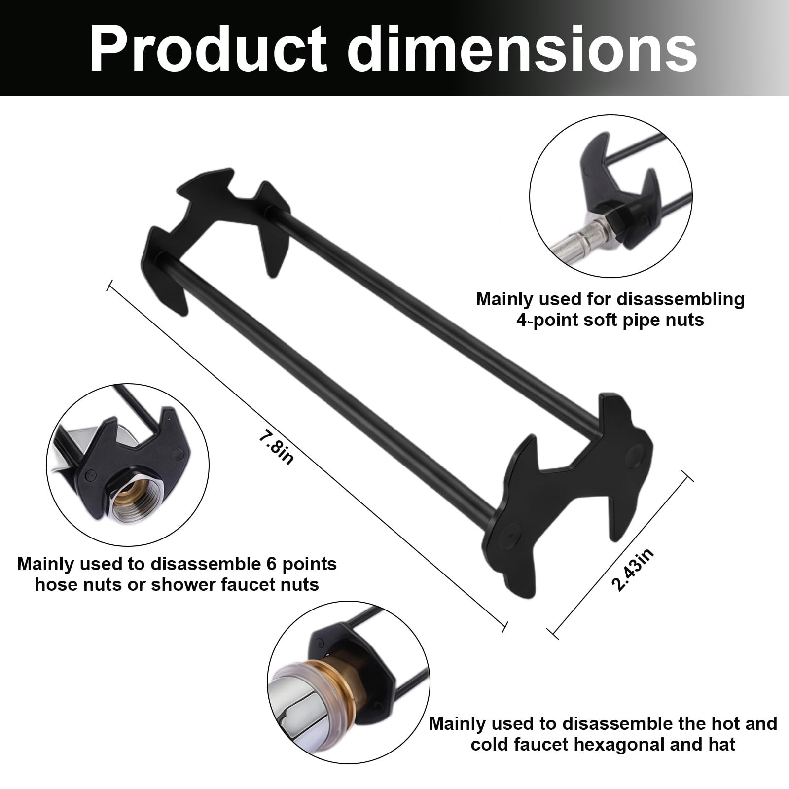 2PCS Multifunctional Sink Wrench, 7-in-1 Basin Faucet Wrench with 360 Rotatin…
