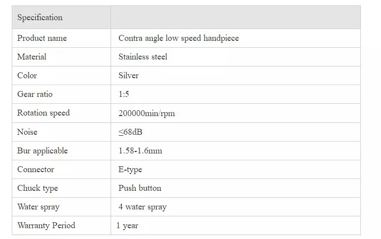 Dental 1:5 increasing Fiber Optic Contra Angle Fit for E-type electric motor