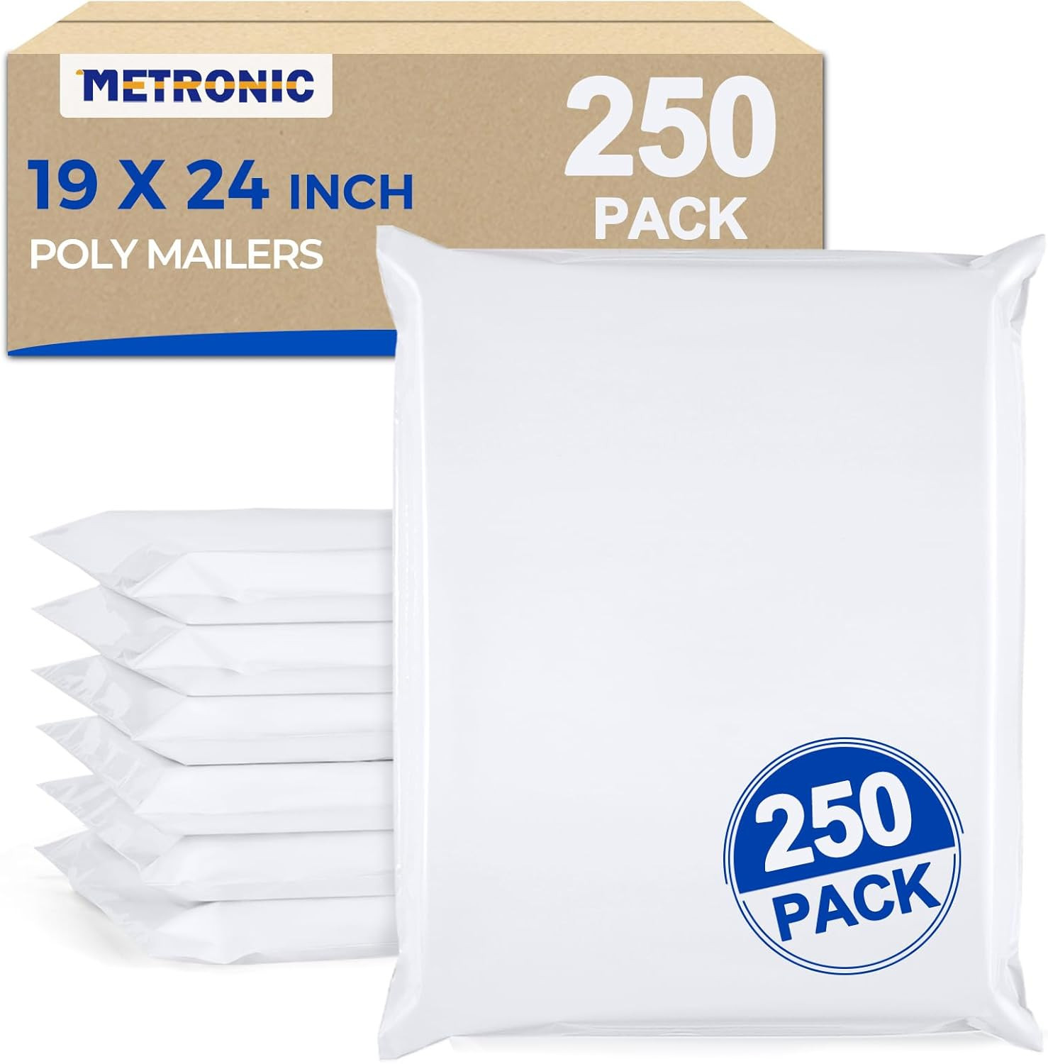 Poly Mailers 19X24 Inch 250Pcs Shipping Bags for Clothes,Self Adhesive Shipping