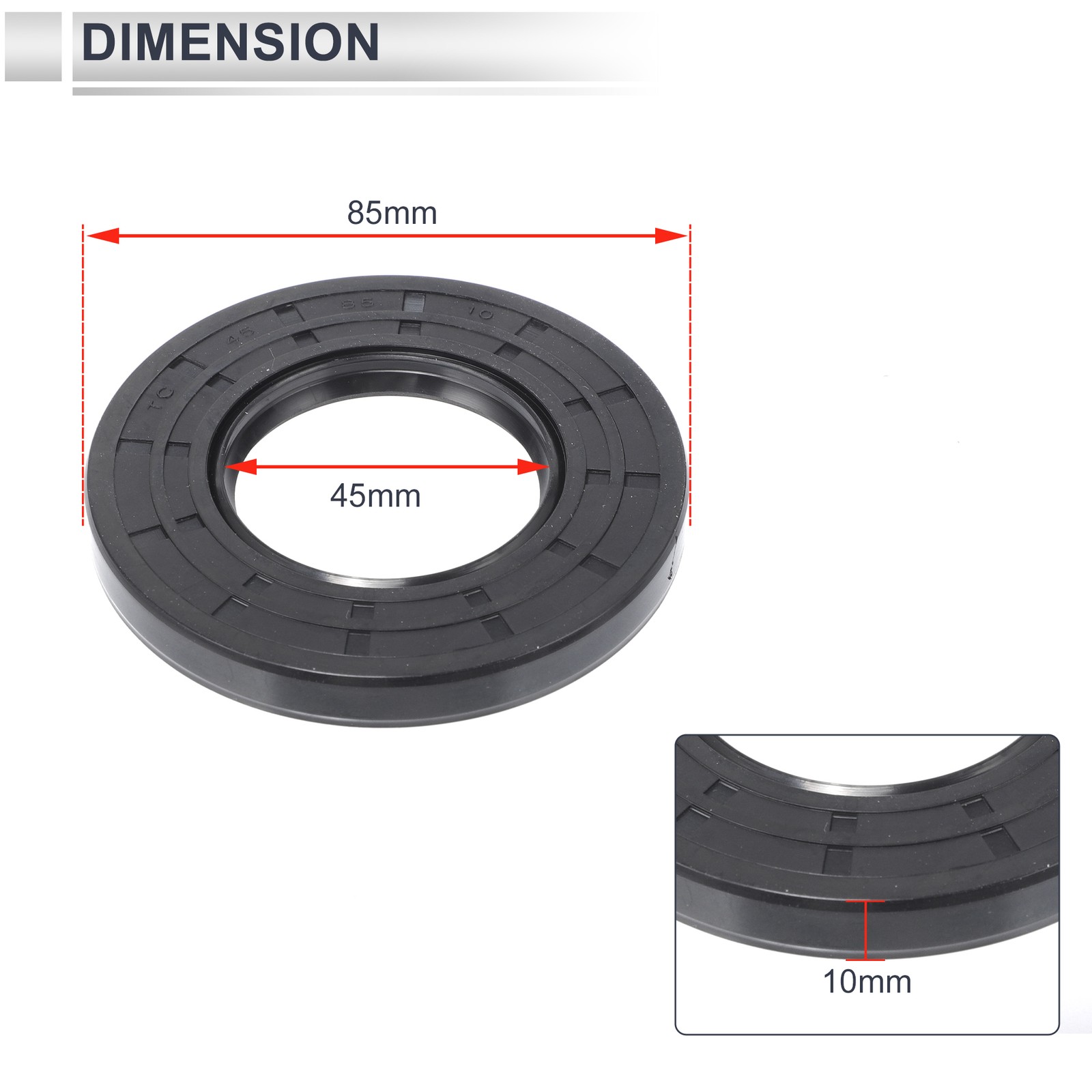 Oil Seal Seal Ring Rotary Shaft Seal NBR Rubber 45x85x10mm Black 5 Pcs