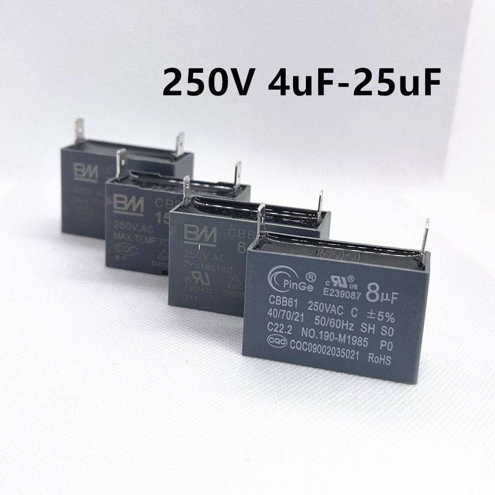 CBB61 250V 4/5/6/8/10/12/15/20/24/25 UF Fan Motor RUN Capacitor 2 PINS