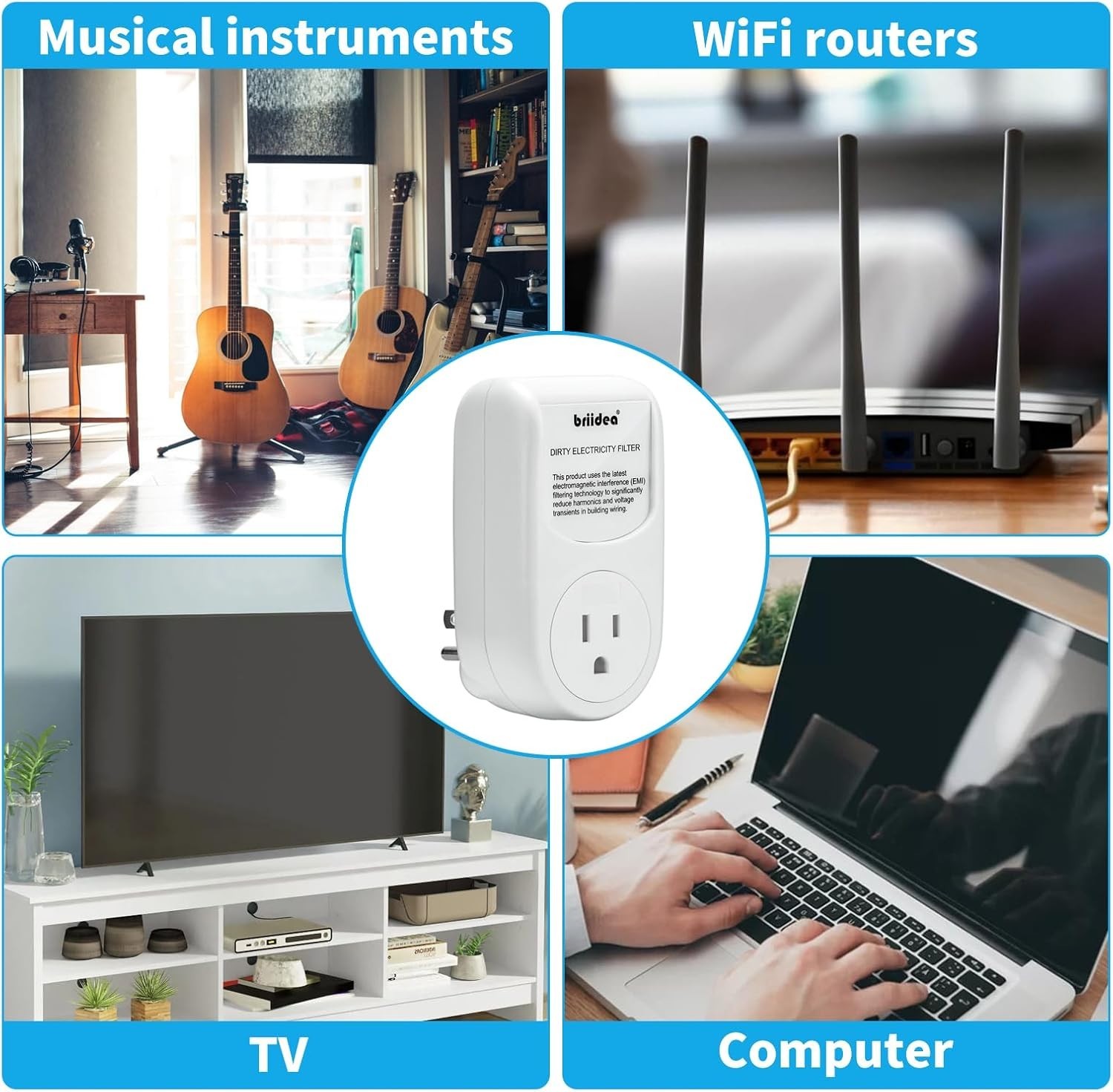 Briidea Dirty Electricity Filters, Reduce High-Frequency Noise Caused by Electro