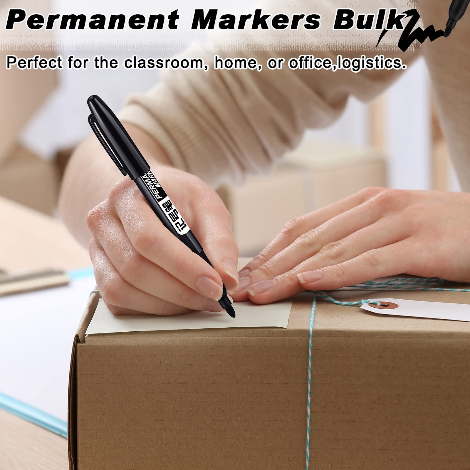 Thenshop 100 Pack Permanent Markers Bulk Black 1 Count (Pack of 100), black