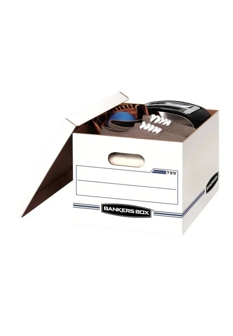 Bankers Box Basic Duty Letter/Legal File Storage Box with Lids, 10 Pack, White
