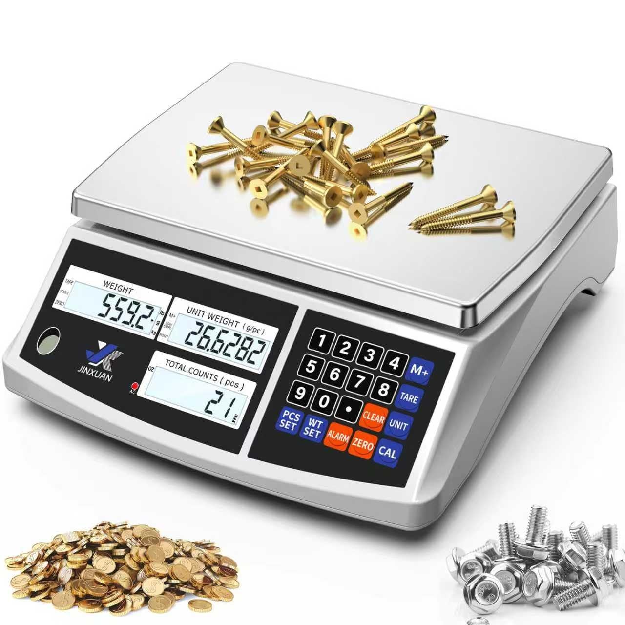 Industrial Counting Scale 66lb/30kg x 0.5g Digital Inventory for Silver