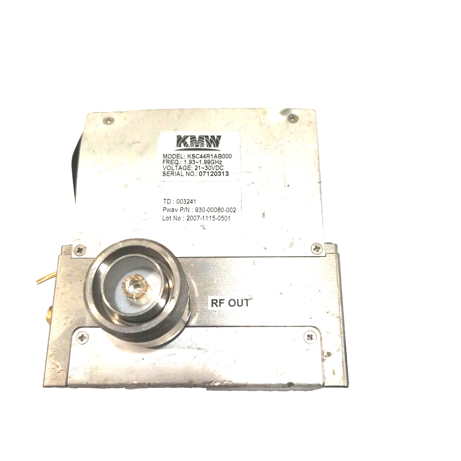 KMW 1.93-1.99 GHz RF Switch KSC44R1AB000 930-00080-002 21-30 VDC