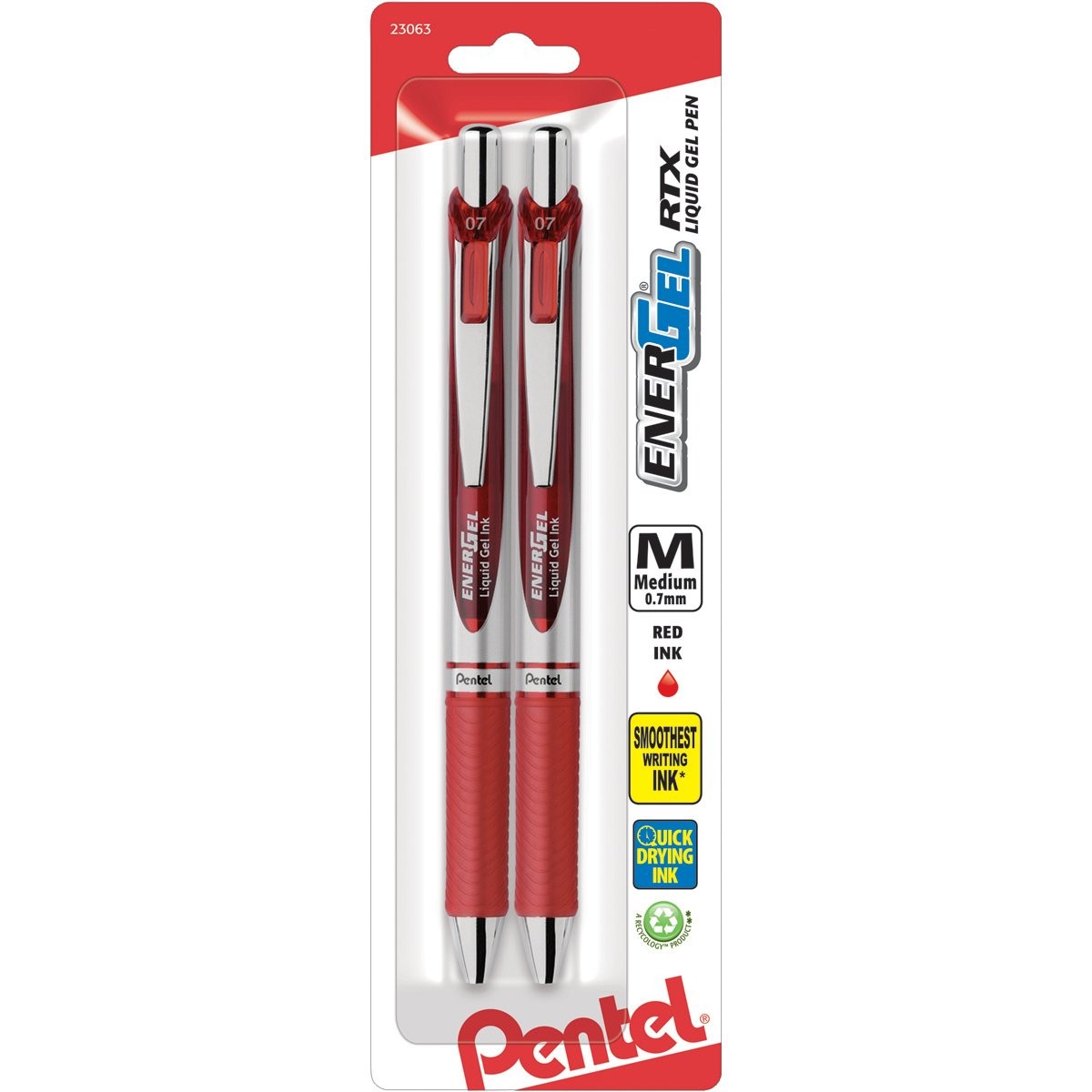 Pentel Energel Rtx Liquid Gel Pens 0.7Mm Medium Tip Red Ink Smooth Writing