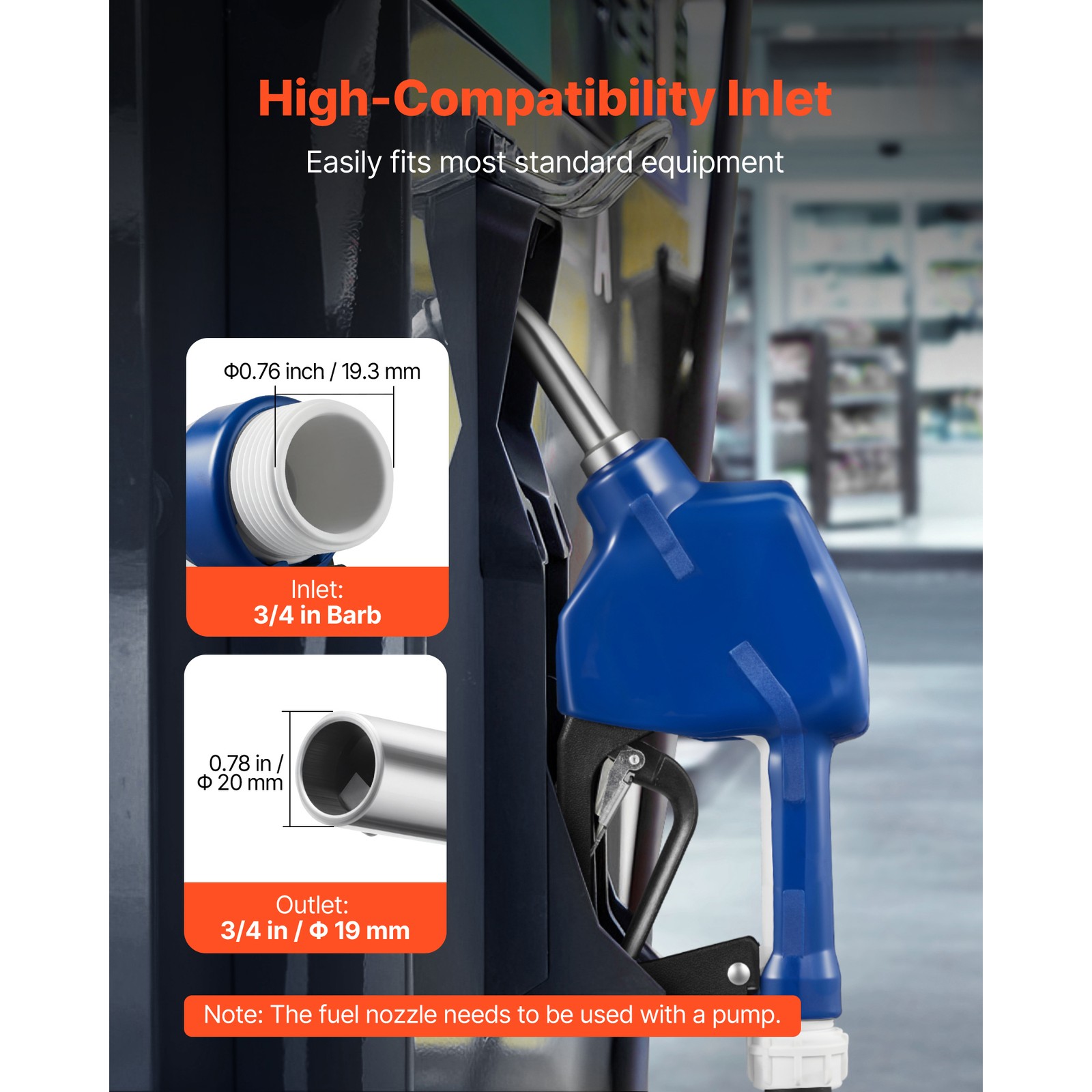Uimoso 3/4 in Barb DEF Nozzle with Auto Shut-Off and 3/4 in Spout