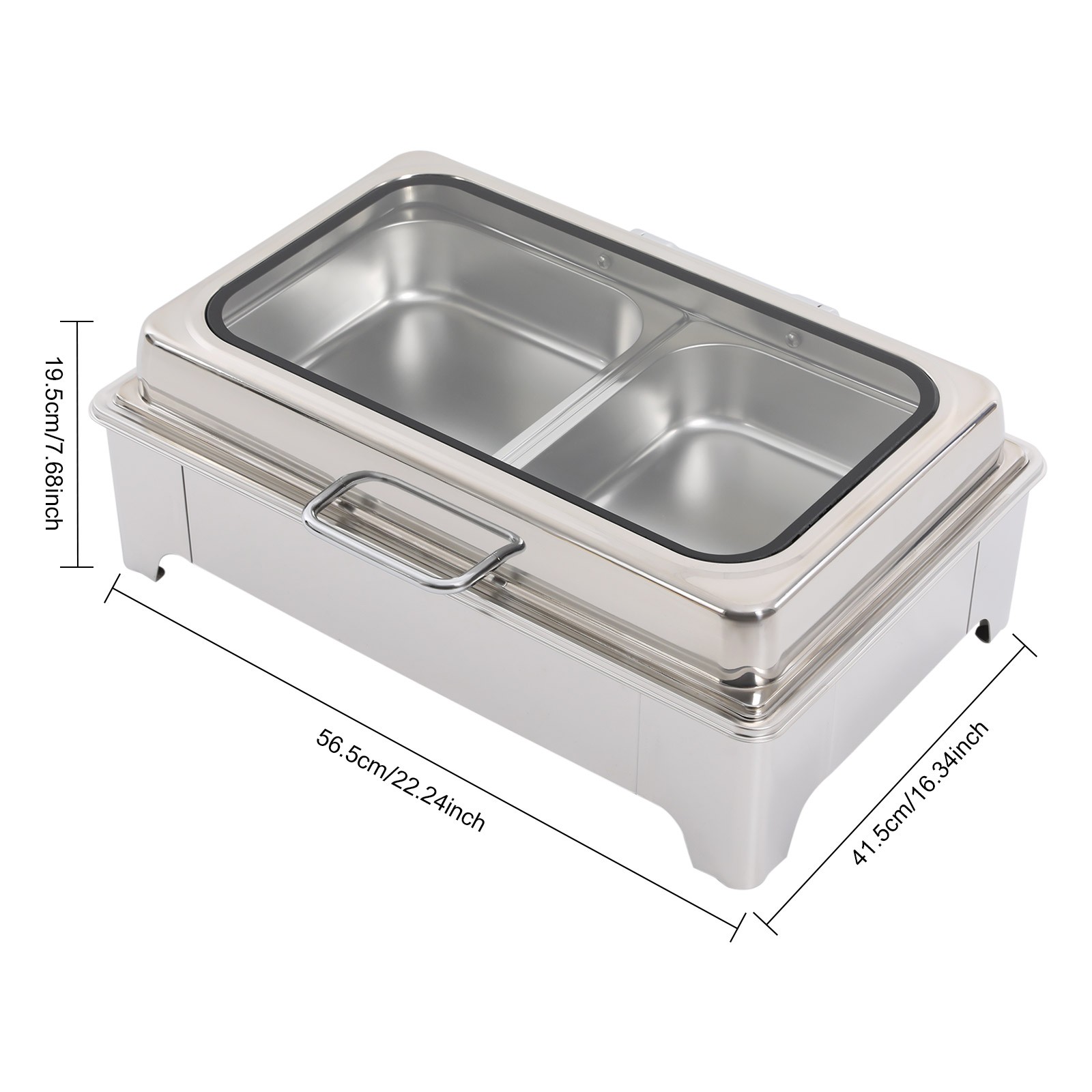 400W 9.5QT 2 Tray Stainless Steel Chafer Chafing Dish Catering Food Warmer Hotel