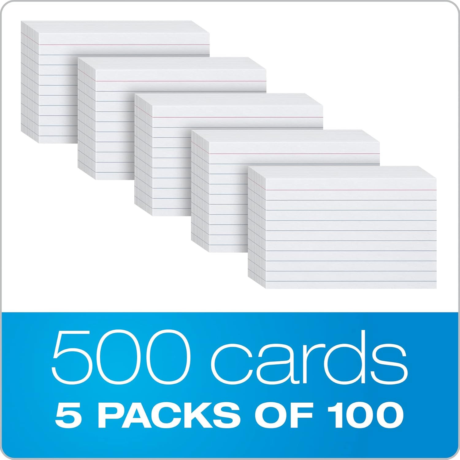 Oxford Index Cards, 3 X 5 Inches, White, Lined on Front, Blank on Back, Flashcar