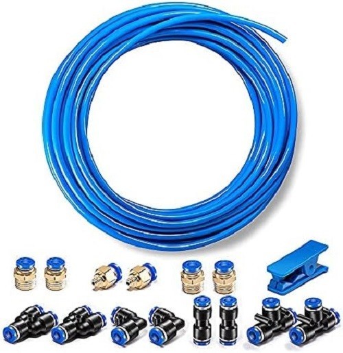 Pneumatic Tubing Blue PU Air Hose Pipe Tube Kit 6Mm OD 4Mm ID 39.4Ft/12 Meter fo
