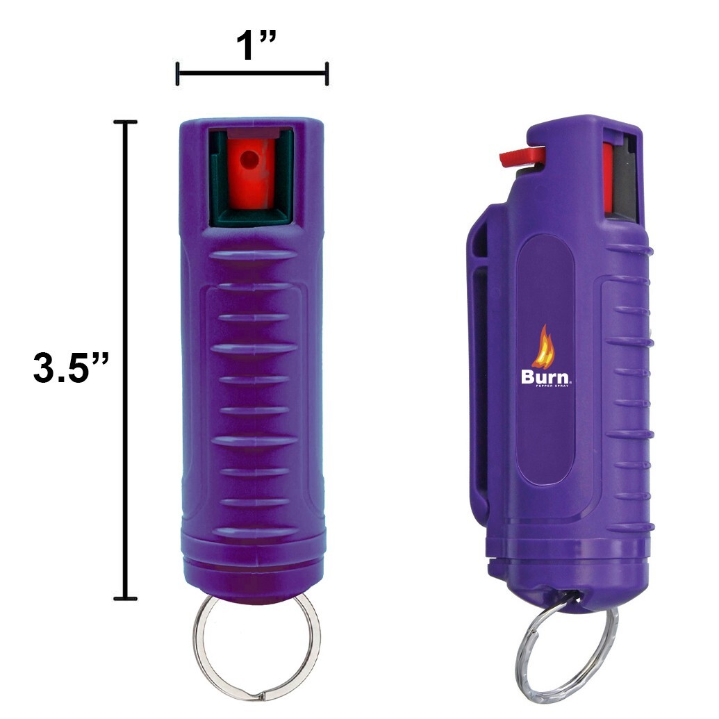 BURN PEPPER SPRAY Maximum Strength Self Defense Security Keychain Purpe 2 Pack