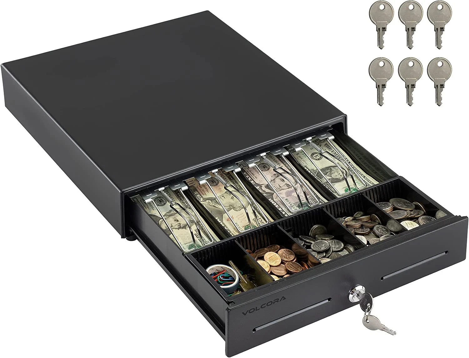 Electronic Cash Register Drawer 13″ POS Box 4 Bill 5 Coin Tray Lock RJ11 RJ12