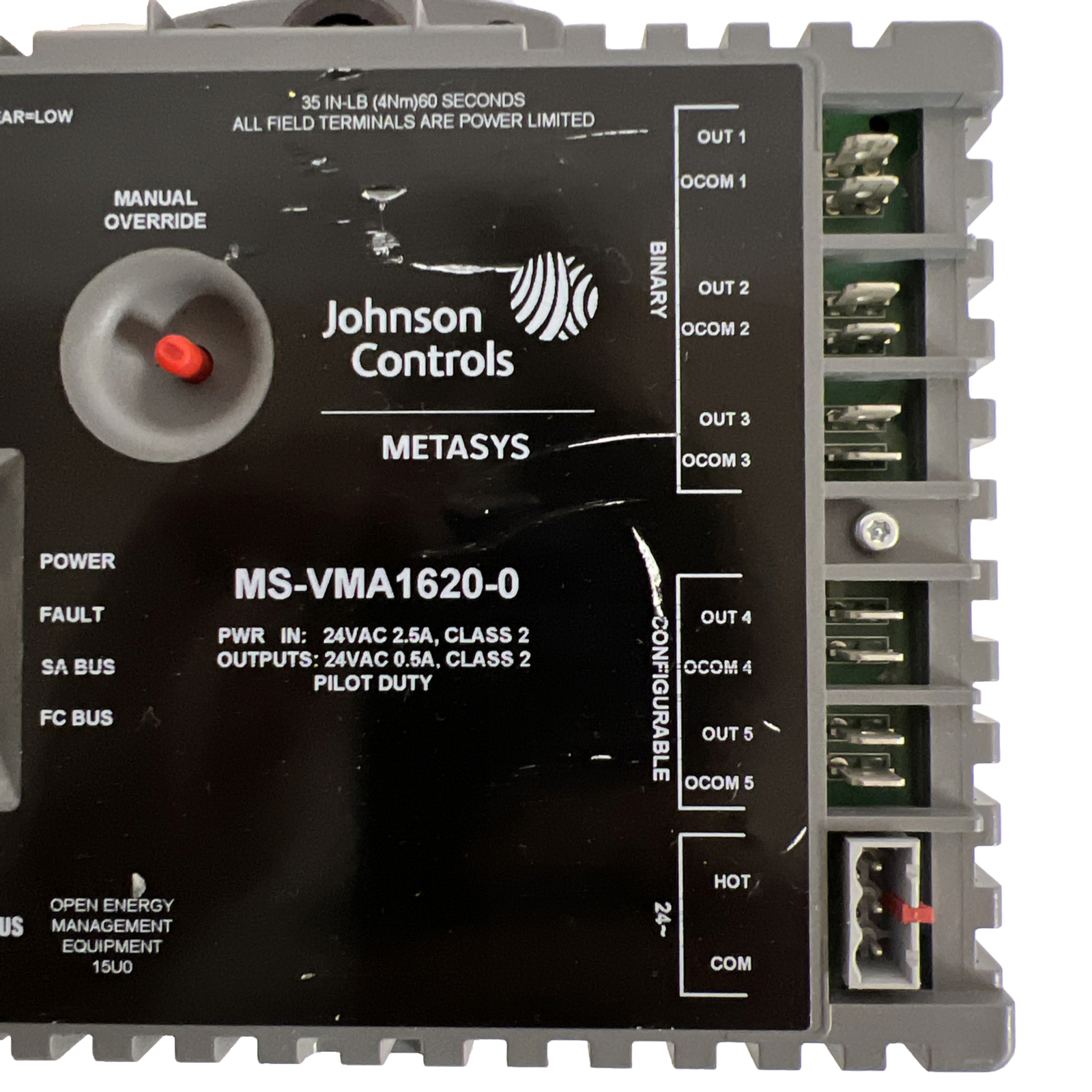 JOHNSON CONTROLS Metasys MS-VMA1620-0 Air Volume Controller, 35 IN-LB -MSVMA1620