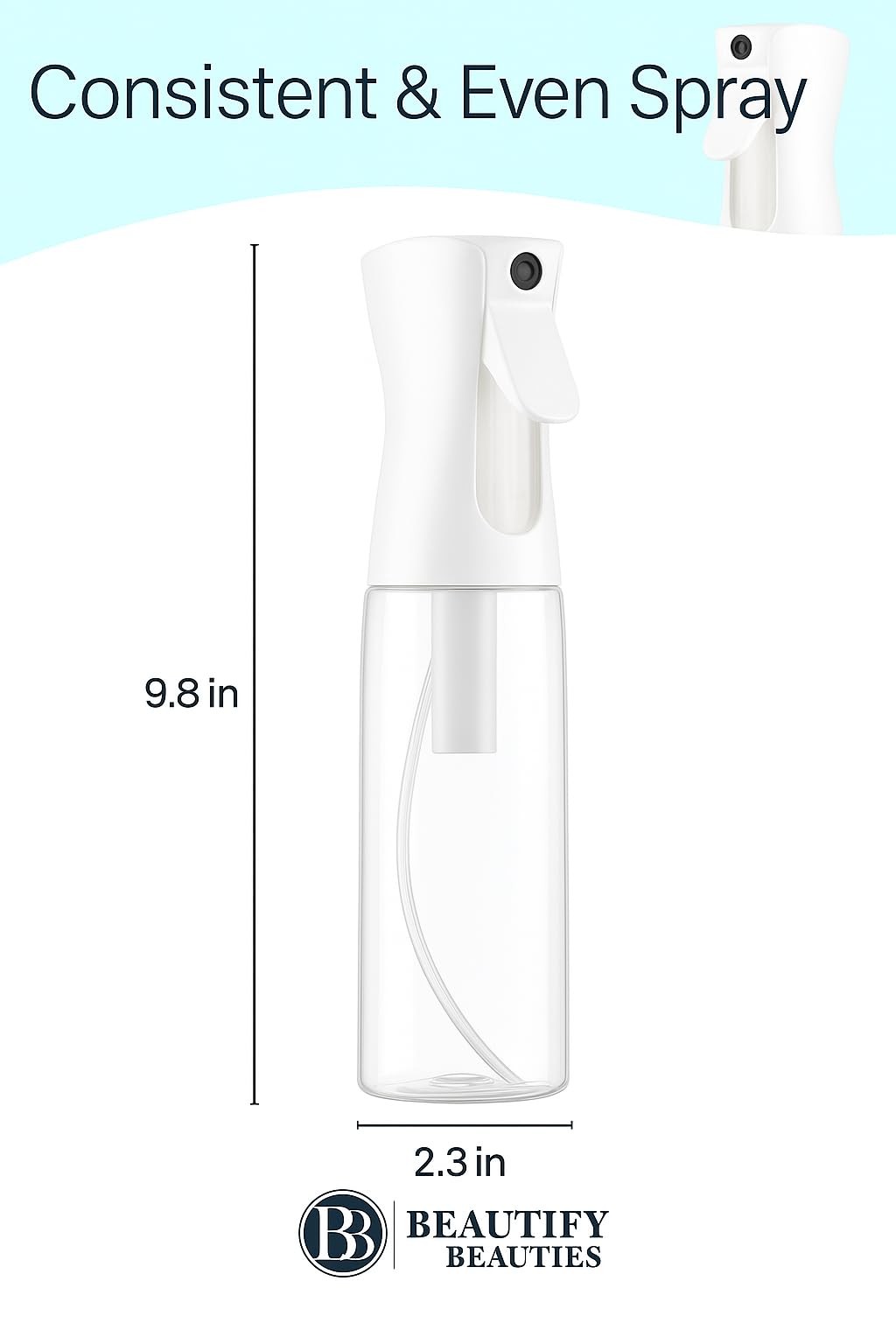 BeautifyBeauties Spray Bottle For Hair – Continuous Mister 10.1 Ounces, Clear